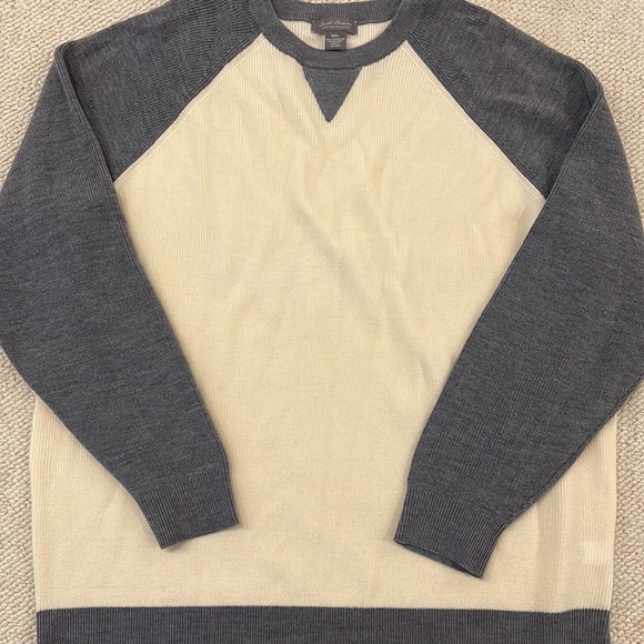 DANIEL CREMIEUX 100% EXTRA FINE MERINO WOOL XXL SWEATER TWO TONE GREY AND CREAM - Picture 2 of 9